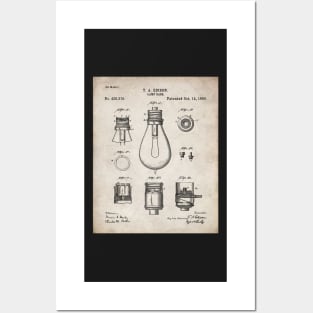 Edison Lamp Patent - New Homeowner Housewarming Decor Art - Antique Posters and Art